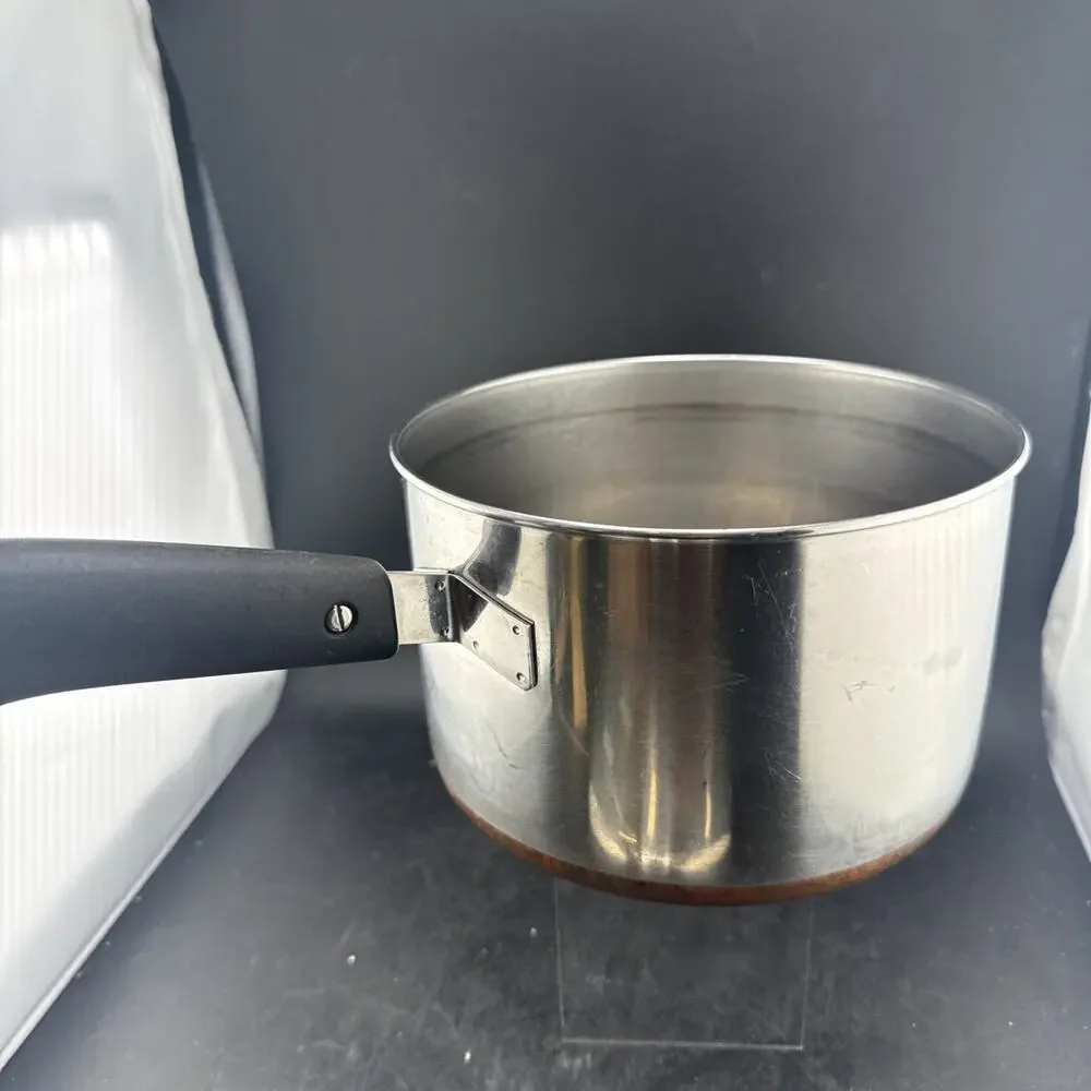 Vintage Revere Ware 3 qt Sauce Pan, Copper Bottom, Stainless Steel, Lid Pre-1968